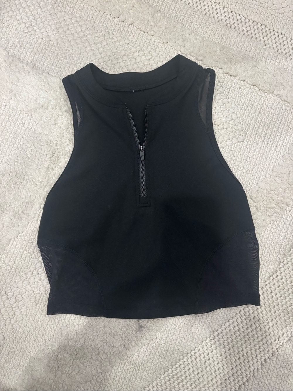 Fabletics Black Zip-Front Crop Tank